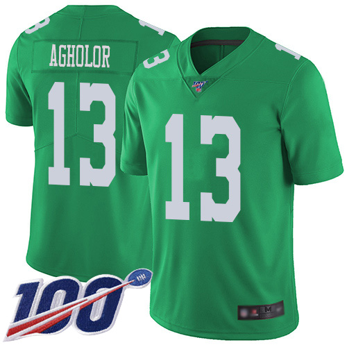 Men Philadelphia Eagles 13 Nelson Agholor Limited Green Rush Vapor Untouchable NFL Jersey 100th Season